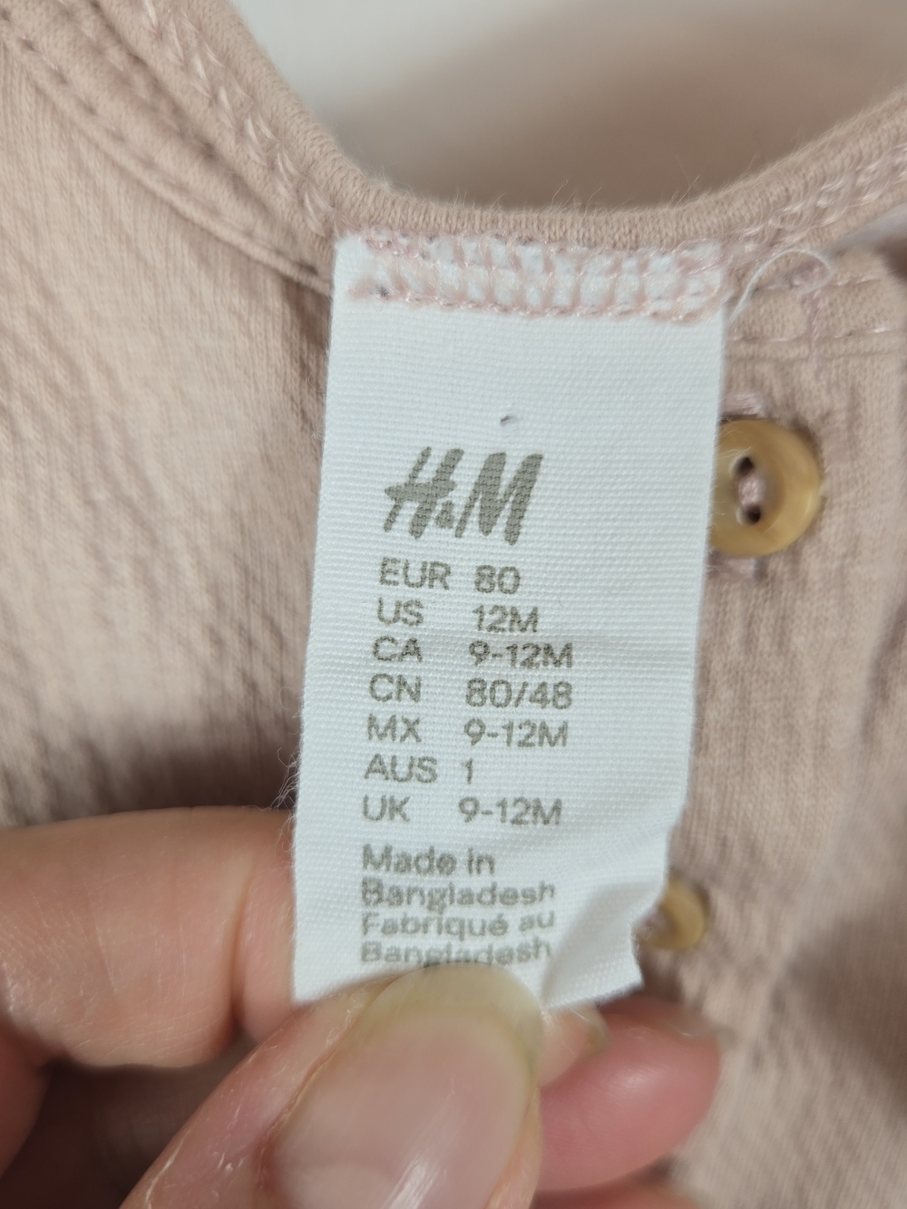 H&M Baby Set 9-12 Months Soft Pink Textured Button-Front Top & Pants Outfit - Picture 4 of 11
